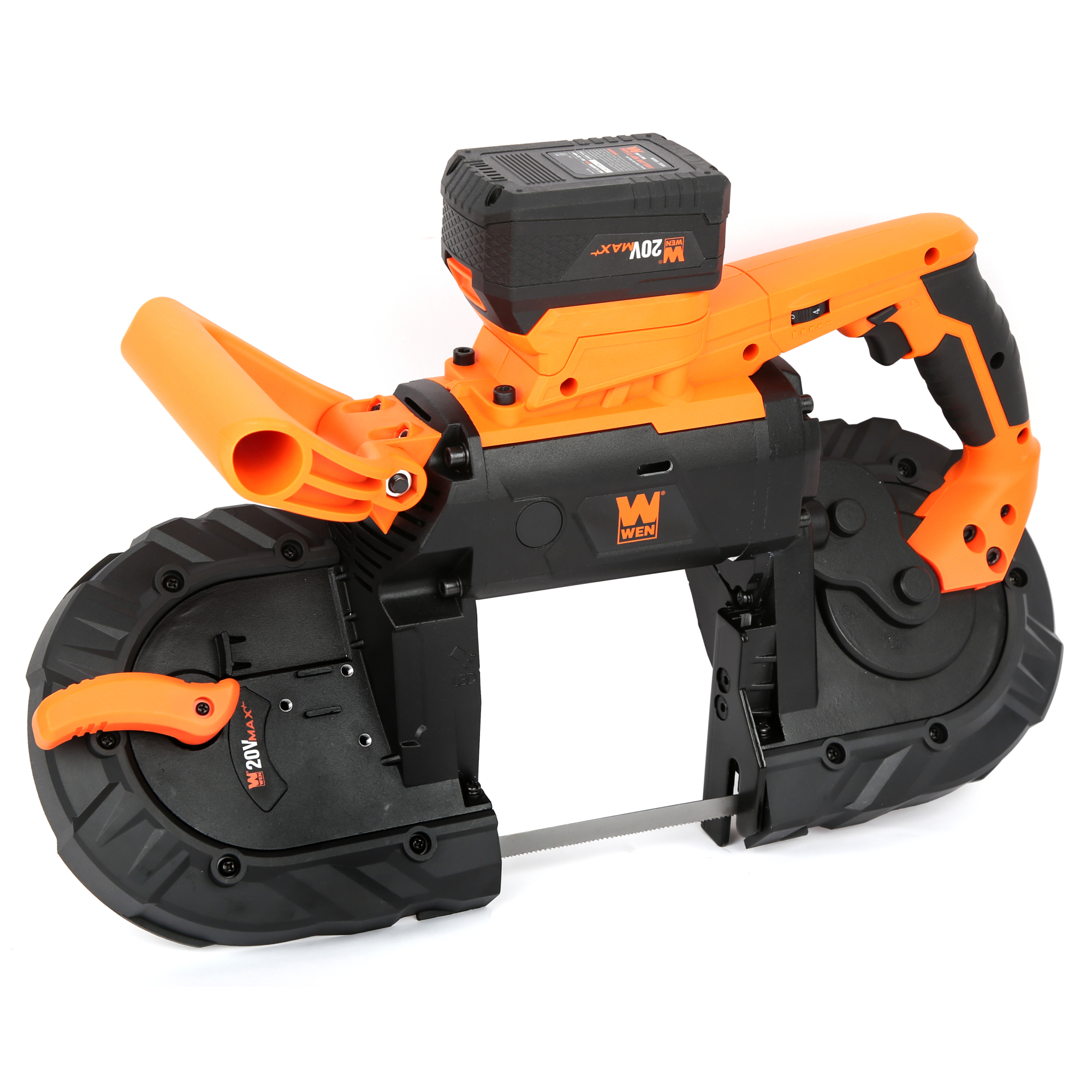 WEN Cordless Portable Metal Band Saw - 20V Max, 5in. Cutting Capacity, Variable Speed, 5.0Ah Battery, Model# 20496